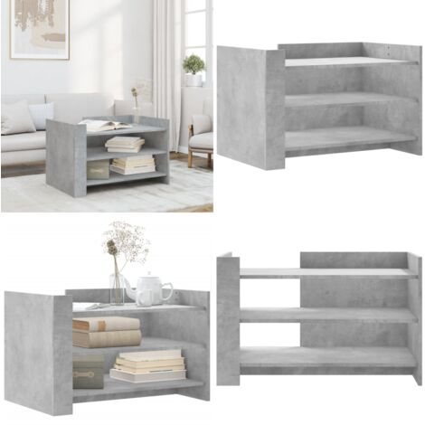 Tavolino Salotto Grigio Cemento 80x50x50 cm Legno Multistrato - Tavolino da soggiorno - Tavolino in legno multistrato
