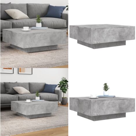 Tavolino Salotto Grigio Cemento 80x80x31 cm Legno Multistrato - Tavolino da tè - Tavolino da divano