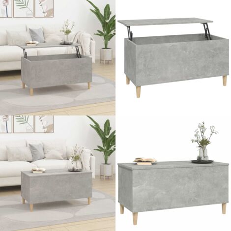 Tavolino Salotto Grigio Cemento 90x44,5x45 cm Legno Multistrato - Tavolino da divano - Tavolino con piano sollevabile