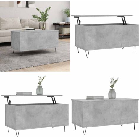 Tavolino Salotto Grigio Cemento 90x44,5x45 cm Legno Multistrato - Tavolo da pranzo temporaneo - Tavolo da lavoro