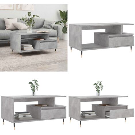 Tavolino Salotto Grigio Cemento 90x49x45 cm Legno Multistrato - Tavolino da soggiorno - Tavolino in legno multistrato