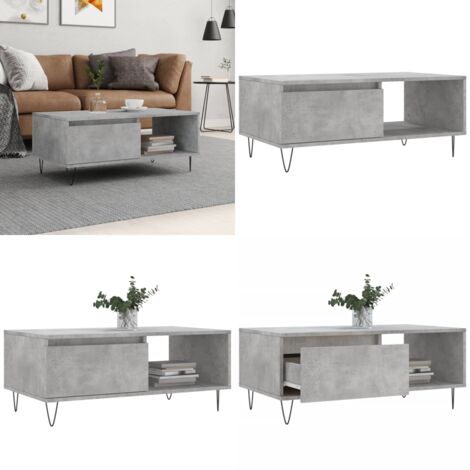 Tavolino Salotto Grigio Cemento 90x50x36,5 cm Legno Multistrato - Tavolino da salotto - Tavolino in legno