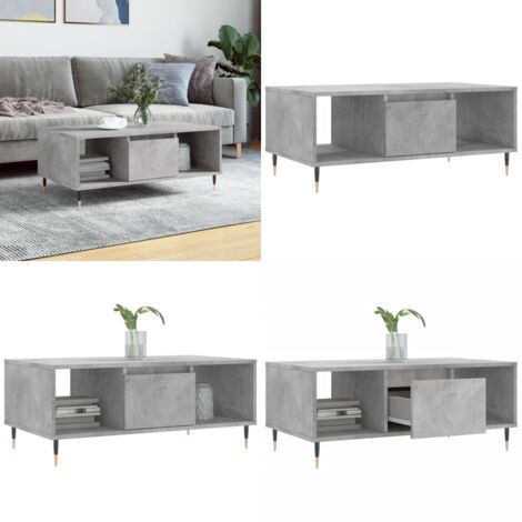 Tavolino Salotto Grigio Cemento 90x50x36,5 cm Legno Multistrato - Tavolino da soggiorno - Tavolino in legno multistrato