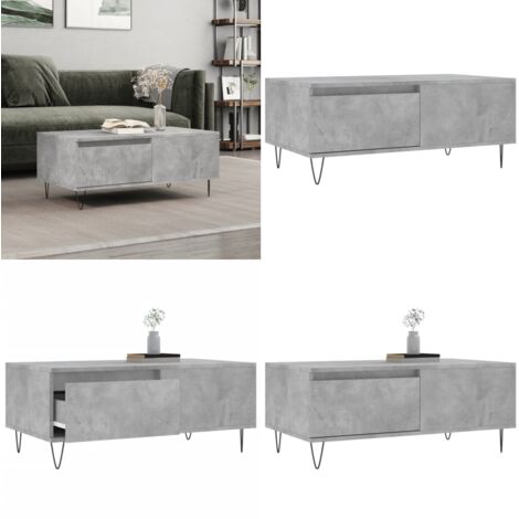 Tavolino Salotto Grigio Cemento 90x50x36,5 cm Legno Multistrato - Tavolino da soggiorno - Tavolino in legno multistrato