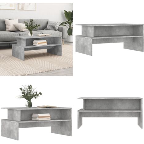 Tavolino Salotto Grigio Cemento 90x55x42,5 cm Legno Multistrato - Tavolino da soggiorno - Tavolino in legno