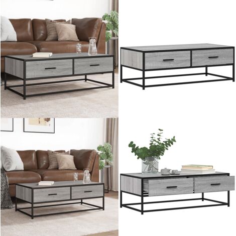 Tavolino Salotto Grigio Sonoma 100x50x35cm Multistrato Metallo - Tavolino in metallo - Tavolino grigio