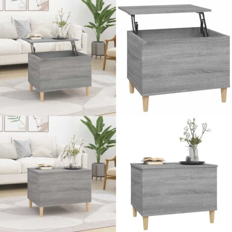 Tavolino Salotto Grigio Sonoma 60x44,5x45 cm Legno Multistrato - Tavolino con piano sollevabile - Tavolino in legno multistrato