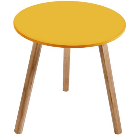 tavolino salotto "lizzy" mostarda in bamboo, ø40 cm