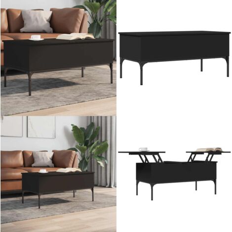 Tavolino Salotto Nero 100x50x45 cm Legno Multistrato e Metallo - Tavolino salotto nero - Tavolino in legno multistrato