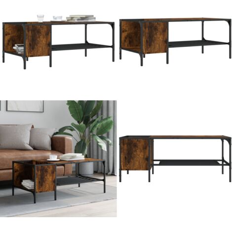 Tavolino Salotto Ripiano Rovere Fumo 100x51x40cm Multistrato - Tavolino da divano - Tavolino in legno multistrato