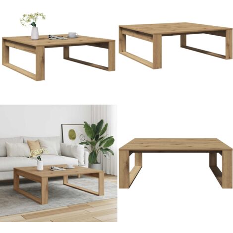 Tavolino Salotto Rovere Artigianale 100x100x35 cm in Truciolato - Tavolo in truciolato - Tavolo in legno artigianale