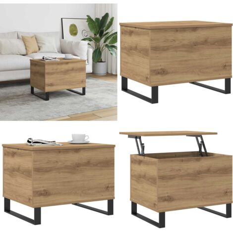 Tavolino Salotto Rovere Artigianale 60x44,5x45 cm in Truciolato - Tavolino in truciolato - Tavolino rovere artigianale