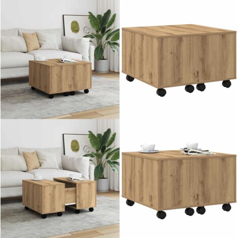 Tavolino Salotto Rovere Artigianale 60x60x38 cm in Truciolato - Tavolino in truciolato - Tavolino rovere artigianale