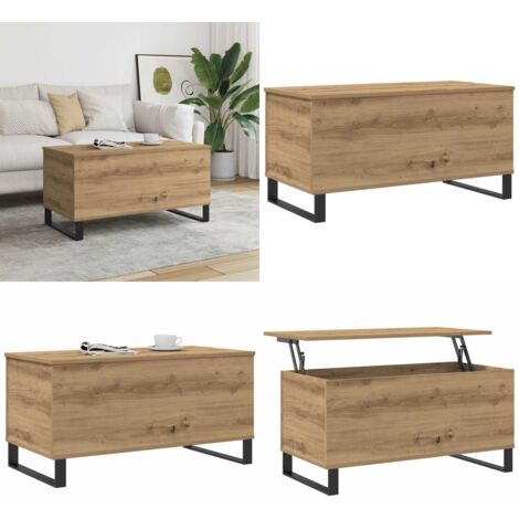 Tavolino Salotto Rovere Artigianale 90x44,5x45 cm in Truciolato - Tavolino in truciolato - Tavolino rovere artigianale