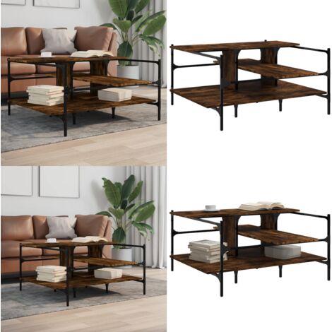 Tavolino Salotto Rovere Fumo 100x100x48,5cm Legno Multistrato - Tavolino in legno - Tavolino in legno multistrato