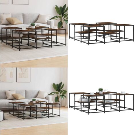 Tavolino Salotto Rovere Fumo 121x121x40 cm Legno Multistrato - Tavolino in legno - Tavolino in legno multistrato