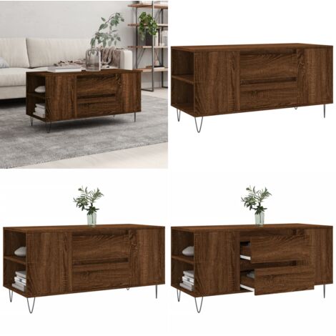 Tavolino Salotto Rovere Marrone 102x44,5x50cm Legno Multistrato - Tavolino in legno - Tavolino da salotto marrone