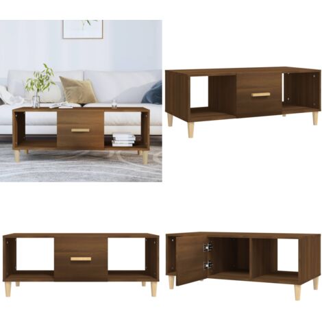Tavolino Salotto Rovere Marrone 102x50x40 cm Legno Multistrato - Tavolino in legno - Tavolino marrone