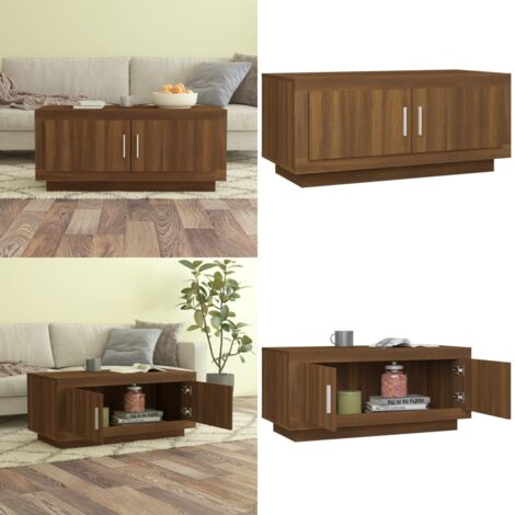 Tavolino Salotto Rovere Marrone 102x50x45 cm Legno Multistrato - Tavolino da caffè - Tavolo d'accento