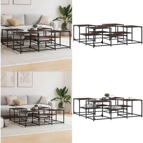 Tavolino Salotto Rovere Marrone 121x121x40 cm Legno Multistrato - Tavolino in legno - Tavolino in legno multistrato