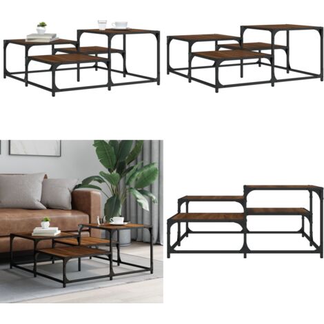 Tavolino Salotto Rovere Marrone 87,5x87,5x40 Legno Multistrato - Tavolino da soggiorno - Tavolino in legno