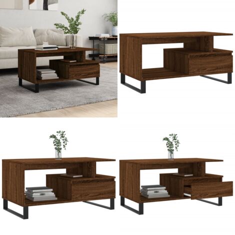 Tavolino Salotto Rovere Marrone 90x49x45 cm Legno Multistrato - Tavolino in legno - Tavolino in legno multistrato