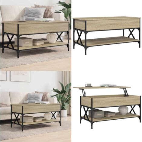 Tavolino Salotto Rovere Sonoma 100x50x50 cm Multistrato Metallo - Tavolino in legno - Tavolino in metallo