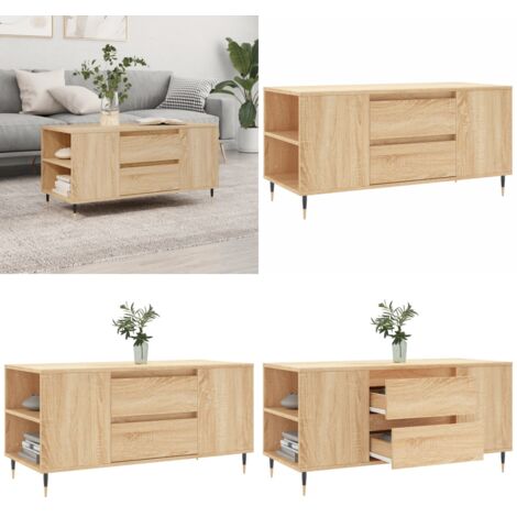 Tavolino Salotto Rovere Sonoma 102x44,5x50 cm Legno Multistrato - Tavolino in legno - Tavolino in legno multistrato