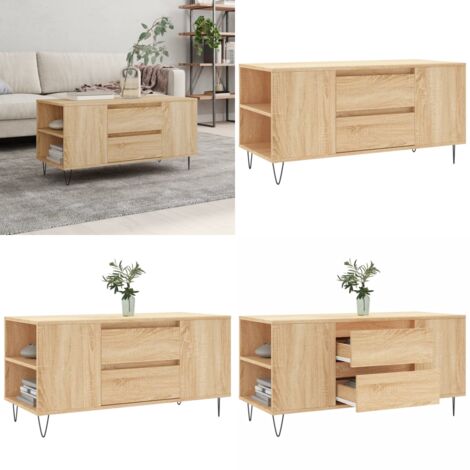 Tavolino Salotto Rovere Sonoma 102x44,5x50 cm Legno Multistrato - Tavolino in legno - Tavolino in legno multistrato