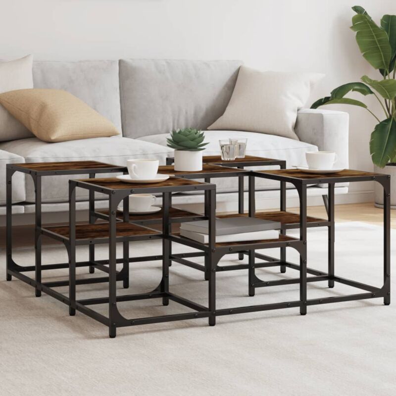 Vidaxl Tavolino Da Salotto Rovere Fumo 91x91x40cm In Legno Multistrato