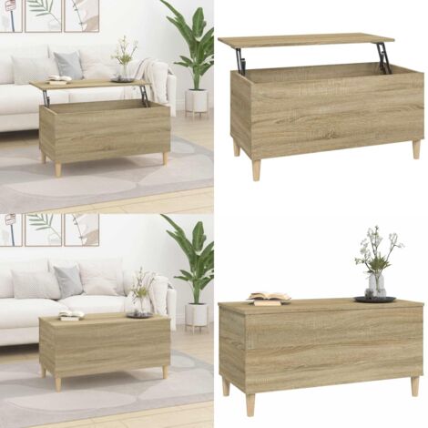 Tavolino Salotto Rovere Sonoma 90x44,5x45 cm Legno Multistrato - Tavolino con piano sollevabile - Tavolino in legno multistrato