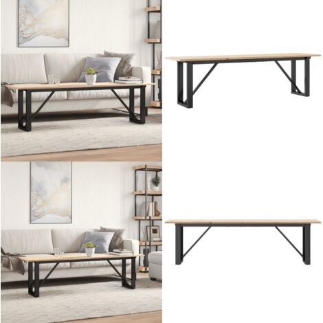 Tavolino Salotto Telaio a O 160x40x45cm Legno Pino e Acciaio - Tavolino in legno - Tavolino in pino