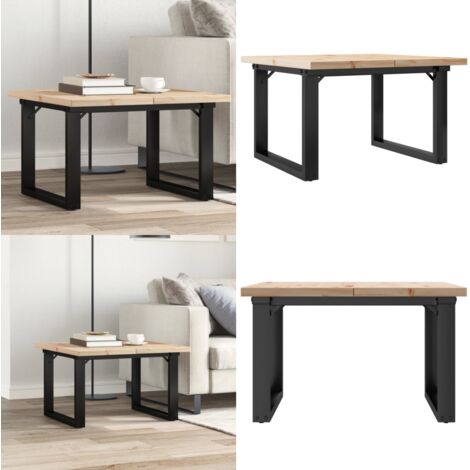 Tavolino Salotto Telaio a O 70x70x40,5cm Legno Pino e Acciaio - Tavolino in legno - Tavolino in pino