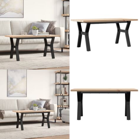 Tavolino Salotto Telaio a Y 100x50x45,5 cm Legno Pino e Acciaio - Tavolino in Legno - Tavolino a Y