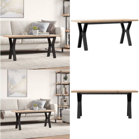 Tavolino Salotto Telaio a Y 110x40x45,5 cm Legno Pino e Acciaio - Tavolino in Legno - Tavolino a Y