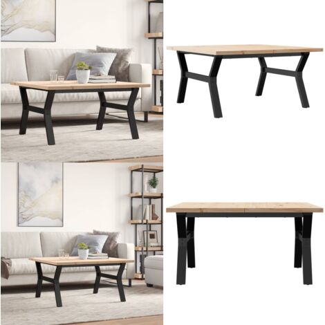 Tavolino Salotto Telaio a Y 90x90x45,5 cm Legno Pino e Acciaio - Tavolo salotto - Tavolo in legno