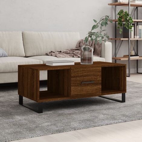 Tavolino Salotto，Tavolino da caffè，Tavolino basso Rovere Fumo 49,5x49,5x45  cm Legno Multistrato ASFV594865 MaisonChic