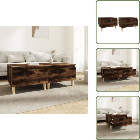 Tavolino scandinavo - vidaXL Tavolini 2pz Rovere Fumo 50x46x35cm in Legno Multistrato - Tavolino Rovere Fumo