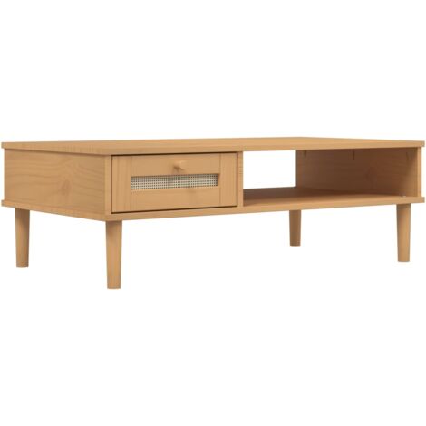 Tavolino SENJA Aspetto Rattan Marrone 100x55x33 Legno Massello vidaXL