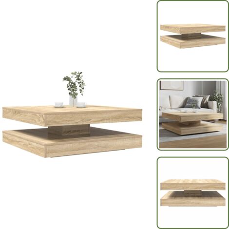 Tavolino Sonoma - vidaXL Tavolino da Caffè Girevole a 360 Gradi Sonoma 90x90x34,5 cm - Tavolino in truciolato