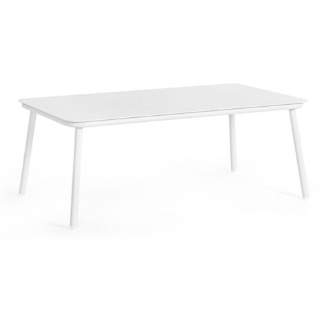 Tavolino "Spike" struttura in alluminio verniciato, per esterno, da 104 x 61 cm -Bianco