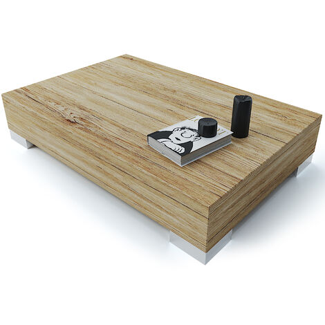 Tavolino tavolo basso legno gambe metallo ingresso design moderno quercia