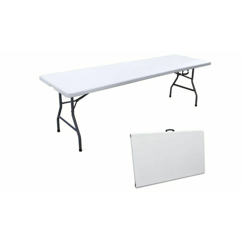 Image of Tavolino tavolo pieghevole resina metallo campeggio sagre 240x70x74 cm 417 ys