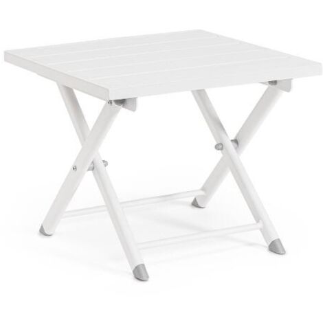 Tavolino "Taylor" quadrato monocolor, con struttura in alluminio, da 44 x 43 cm -Bianco