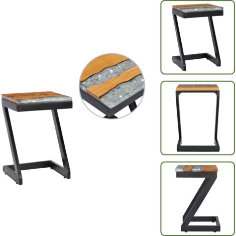 Tavolino teak - vidaXL Tavolino Salotto 30x30x50 cm Legno Massello Teak e Poliresina - Tavolino mango