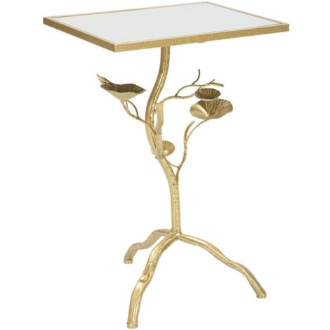 Tavolino Tisty 40x60x30 cm in Ferro e MDF Oro