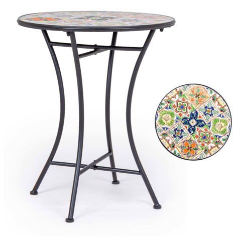 Tavolino tondo e sedie pieghevoli in acciaio trattato per giardino e bar -Arancio / Tavolino Ø 60 cm