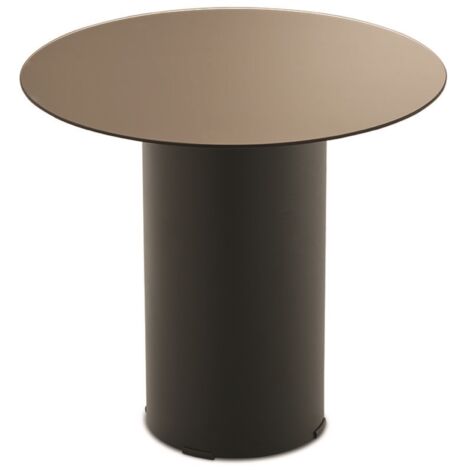 Tavolino tondo WAYLON 45 con base in metallo Nero e piano in vetro Bronzo