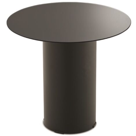 Tavolino tondo WAYLON 45 con base in metallo Nero e piano in vetro Fume'