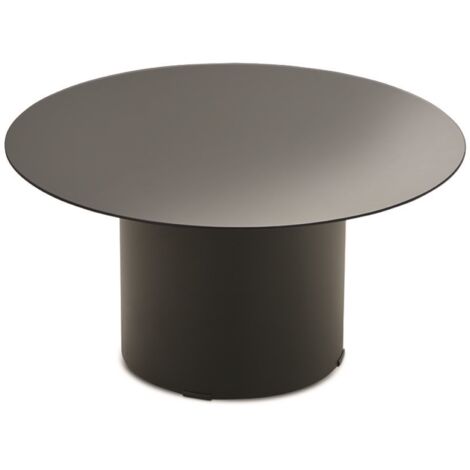 Tavolino tondo WAYLON 60 con base in metallo Nero e piano in vetro Fume'